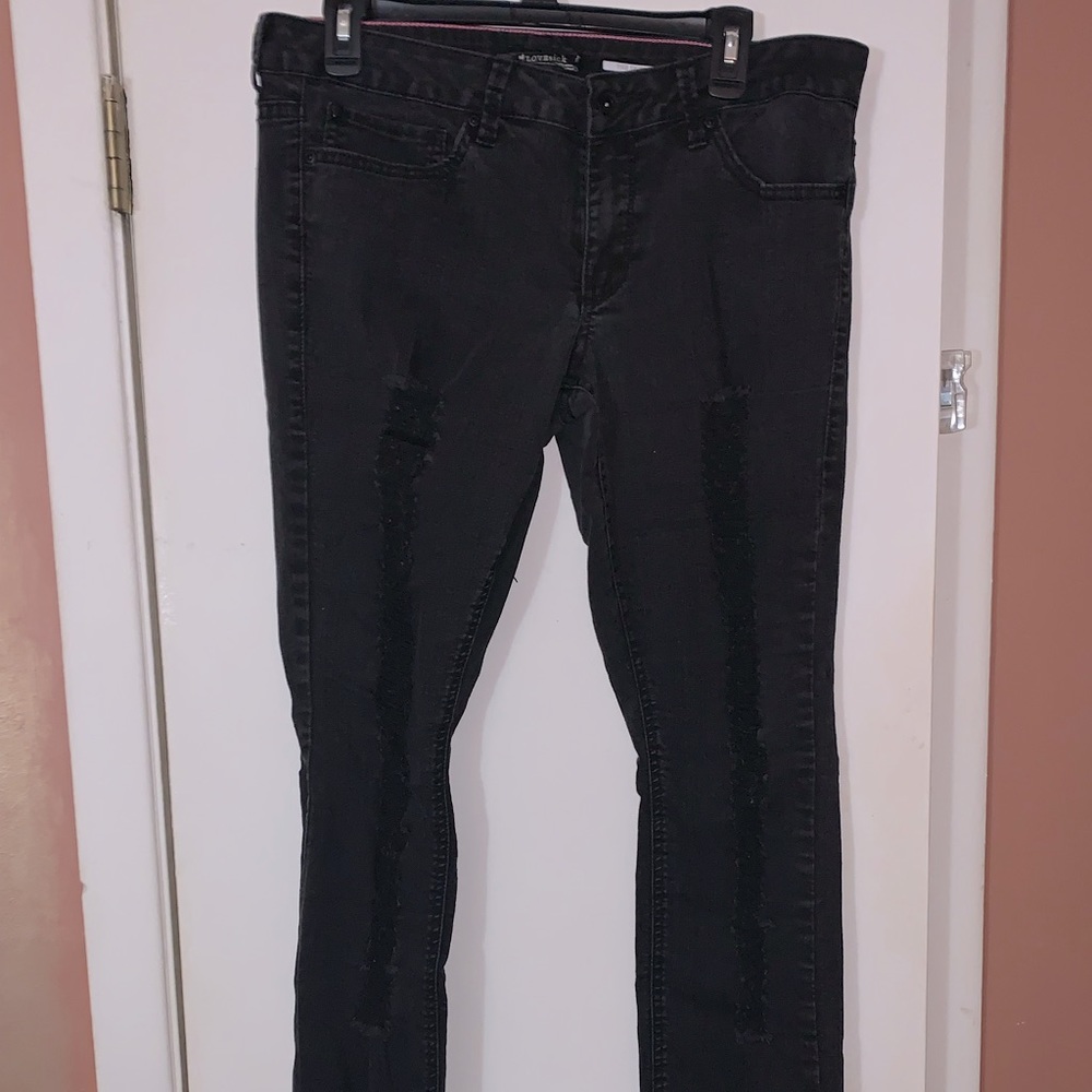 Distressed Black Acid Wash Jeans